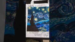 Tote bag painting l Vincent van gogh vincentvangogh totebag totebagaesthetic totebagcustom [upl. by Adnalohs]