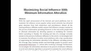 Maximizing Social Influence With Minimum Information Alteration [upl. by Orofselet]