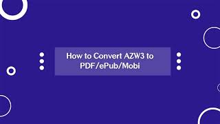 How to Convert Kindle AZW3 to PDFePubMobi [upl. by Nodnab946]