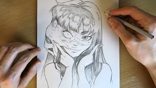 How to Draw Tomie  Junji Ito Collection  Anime Drawing Tutorial [upl. by Shuping]