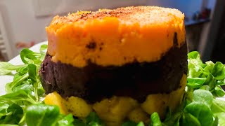 PARMENTIER DE BOUDIN NOIR AUX POMMES ET AUX PATATES DOUCES  BLACK PUDDING COTTAGE PIE VIDEO 245 [upl. by Hannon484]