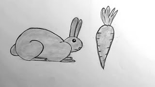 How to Draw Rabbit Drawing From 22 number with carrot  Easy Step by Step Rabbit amp Carrot Drawing [upl. by Ahtis]