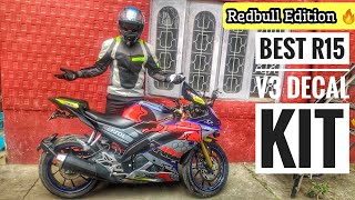 Best Decal Kit For R15 V3 Full Body Wrap  Wrap And Ride Premium Sticker Kit  Redbull Edition [upl. by Edyak]