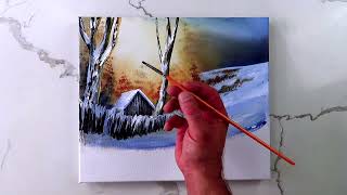 Morning Sunrise  Winter Landscape  Acrylic Step by Step Painting Techniques [upl. by Sneve]