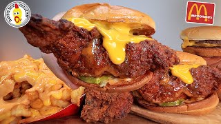 ASMR MUKBANG DAVES HOT CHICKEN SPICY CHICKEN TENDERS MCDONALDS BURGER amp FRIES CHEESE FRIES [upl. by Leihcar590]