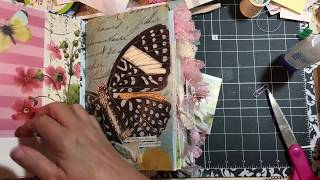 Dollar Tree Junk Journal Challenge Part 3  Decorating amp Embellishing pages tutorial dearjuliejulie [upl. by Neyut]