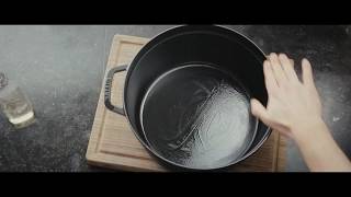 How to Use and Care for a Staub Cocotte Cast Iron Casserole [upl. by Ahsimac]