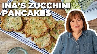 Ina Gartens Zucchini Pancakes  Barefoot Contessa  Food Network [upl. by Anassor]