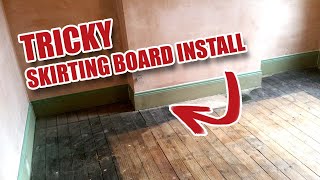 Installing Tall Skirting Board  Baseboard in a Victorian House [upl. by Reffinnej]