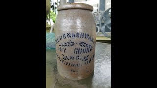 Antique Store Picking  Rare Hannibal Ohio Salt Glazed Stoneware  Antiques  1883  Ohio Valley [upl. by Elleuqar]