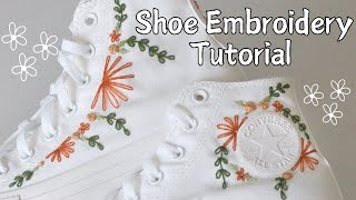 embroider some Converse sneakers with me🌸 shoe embroidery tutorial [upl. by Boar]