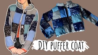 DIY sewing a patchwork puffer jacket with no pre made pattern [upl. by Bren]