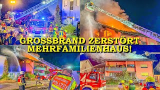 GROSSBRAND ZERSTÖRT MEHRFAMILIENHAUS  FLAMMEN LODERN IM DACHSTUHL  FEUERWEHR  GROSSEINSATZ [upl. by Yuk]