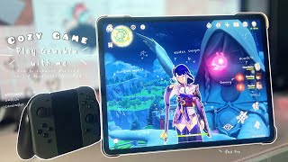 🎮Cozy Game Play Genshin with me  how to connect Nintendo switch controller to iPad [upl. by Erfert842]