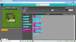 L146 Codeorg  Express2021  Lesson 14 Looking Ahead with Minecraft  level 6 [upl. by Nylarej]