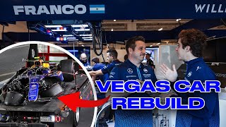 OVERNIGHT REBUILD ON FRANCO COLAPINTOS CAR FOR WILLIAMS MECHANICS  Las Vegas GP  Williams Racing [upl. by Chip503]