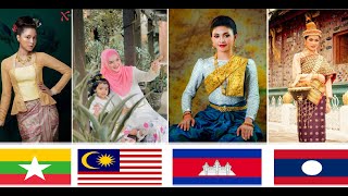 ASEAN Traditional Dresses Part 1 Longyi Baju Kurung Sampot and Xout lao [upl. by Acissj]