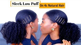 IM BACK BABY  Comment je plaque mes cheveux crépus facilement ⎜Sleek Low Puff on 4C Hair [upl. by Townsend]