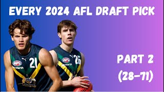 EVERY 2024 AFL DRAFT PICK Part 2 2871 [upl. by Zebulen965]