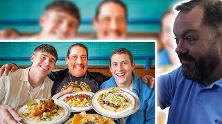 BRITS React to Brits try Trejos Tacos with Danny Trejo [upl. by Elburt]