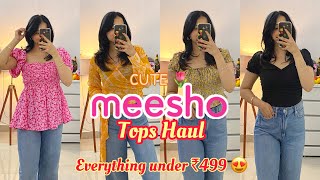 Cute Meesho Tops Haul under ₹499 😍  Affordable Tops Haul  Meesho Haul  Jasmin Kaur 🌸 [upl. by Nannahs150]