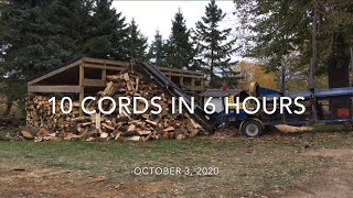 INSANELY FAST FIREWOOD PROCESSING No reason to split wood by hand Dyna firewood processor [upl. by Paxton]