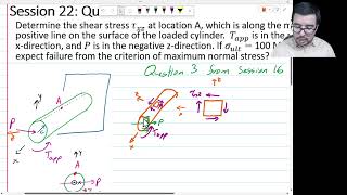 Failure Criterion with Maximum Normal Stress for a Point on a BeamShaft Experiencing Shear Stress [upl. by Courtland]