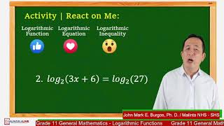 GRADE 11 GENERAL MATHEMATICS Q1  W7  LOGARITHMIC FUNCTIONS [upl. by Kellsie526]