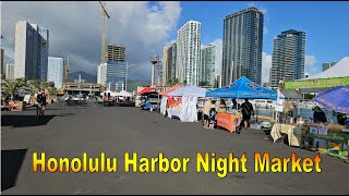 4K Honolulu Harbor Night Market on 91324 in Oahu Hawaii [upl. by Lecirg285]