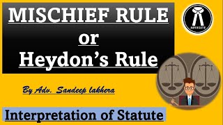 Mischief or Heydons Rule of Interpretation law mischiefruleofinterpretation [upl. by Enaujed632]