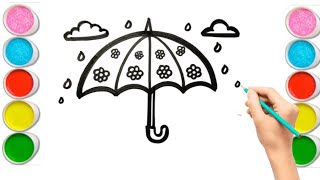 umbrella Drawing for kids  Umbrella drawing easy  Step by step tutorial  Kids Drawing umbrella [upl. by Berneta811]