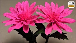 How to make dahlia paper flower diy dahlia crepe paper flower making tutorials paper crafts [upl. by Nivat]