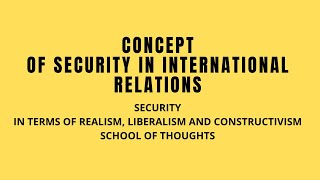 CONCEPT OF SECURITY IN INTERNATIONAL RELATIONS IN TERMS OF REALISM  LIBERALISM  CONSTRUCTIVISM [upl. by Deering]