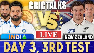 Live IND Vs NZ Day 3  3rd Test  Live Scores amp Commentary  India vs New Zealand  Last 20 [upl. by Abijah]