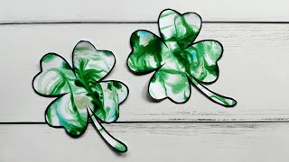 Marbled Shaving Cream Shamrock Craft for St Patricks Day [upl. by Eleumas]