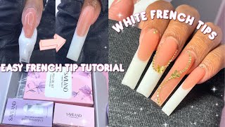 CLASSIC WHITE FRENCH POLYGEL NAILS  BEGINNER SAVILAND POLYGEL KIT  Polygel Nail Tutorial [upl. by Ahsikrats]