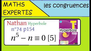 Terminale Maths ExpertesArithmétique et congruenceExercice 74 p 154 Nathan Hyperbole [upl. by Yager113]