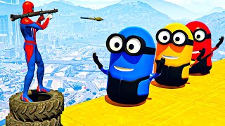 ✅GTA5 Epic Ragdoll RED SPIDERMAN VS RED MINION VS GREEN MINION Funny Fails Jumpgta5 [upl. by Novyert264]