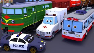 Helper cars for kids Cartoon learning a profession TRANSPORTING CARS AMBULANCE POLICE CARS [upl. by Iene]