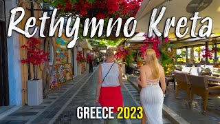 Crete Greece Rethymno walking tour in 4k Kreta Greece 2023 [upl. by Baptist933]