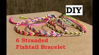 Quick and Easy Fishtail Friendship Bracelet Tutorial Six Stranded braid [upl. by Otiragram]