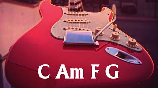 C Major Cheerful Rock Guitar Backing Track  C Am F G [upl. by Llenyaj]