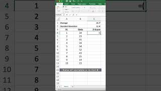 Z Score in Excel Shorts Excel Zscore [upl. by Drain310]