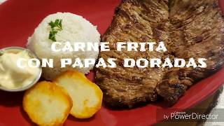 CARNE FRITA ESTILO ECUATORIANO FÁCIL Y PAPAS DORADAS [upl. by Ahsercel831]