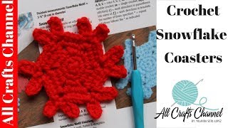 How to crochet a snowflake coaster  Easy to crochet snowflake [upl. by Stannfield]