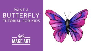 Butterfly  Watercolor Tutorial for Kids with Sarah Cray [upl. by Alleen614]