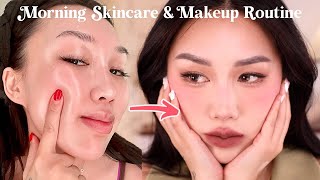 Unsponsored Morning Korean Skincare Routine and Everyday Makeup [upl. by Anauqaj879]