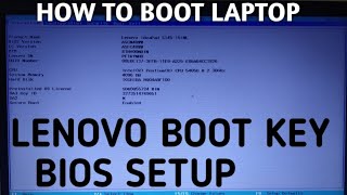 How to Boot Laptop  Lenovo boot key amp Bios Setup  How to boot lenovo laptop  BIOS Boot Menu [upl. by Aisila]