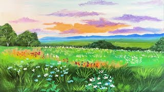 Vẽ Tranh Phong Cảnh Màu Acrylic landscape acrylic painting  acrylic painting for beginners [upl. by Aliuqaj]