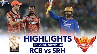 RCB vs SRH IPL 2024 Highlights Royal Challengers Bengaluru vs Sunrisers Hyderabad Match Highlights [upl. by Nagaek]